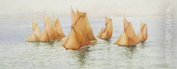 Homeward Bound, Brixham Oil Painting by Frances E. Nesbitt