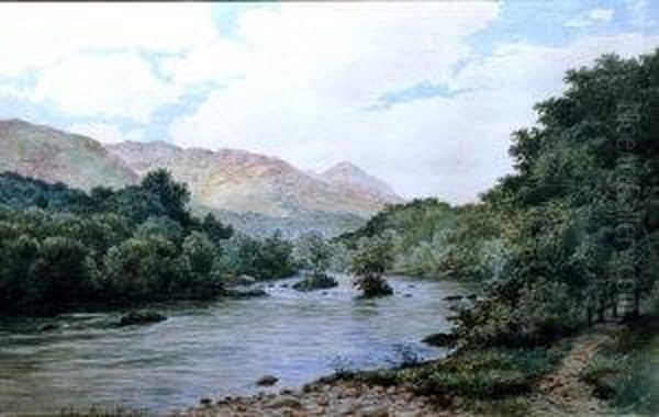 The River Earn, St Fillans Oil Painting by John Nesbitt