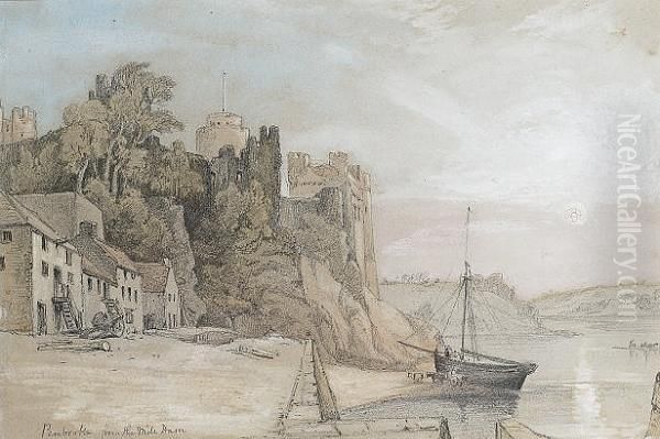 Pembroke From The Mill Dam Oil Painting by William Andrews Nesfield