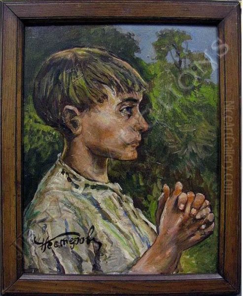 Portrait Of Ayoung Boy Oil Painting by Mikhail Vasilievich Nesterov