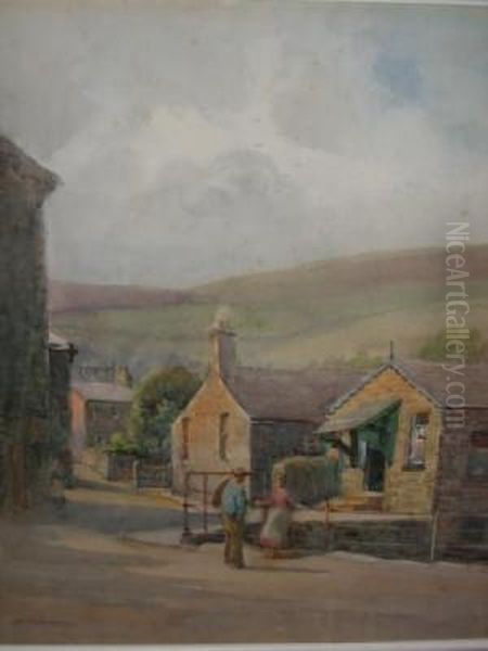 Dales Village Scene Oil Painting by Arthur Netherwood