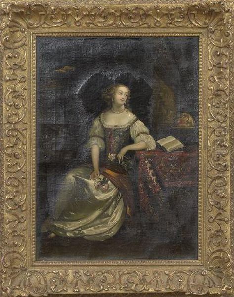 Portrait Of Madame De Montespan Oil Painting by Caspar Netscher