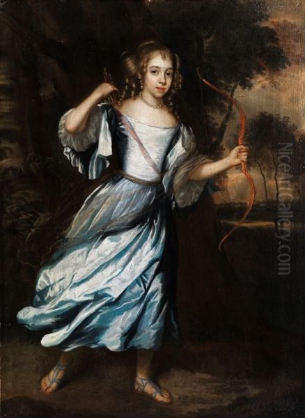 Prinzessin Von Nassau-oranien Als Jagdgottin Diana Oil Painting by Constantin Netscher