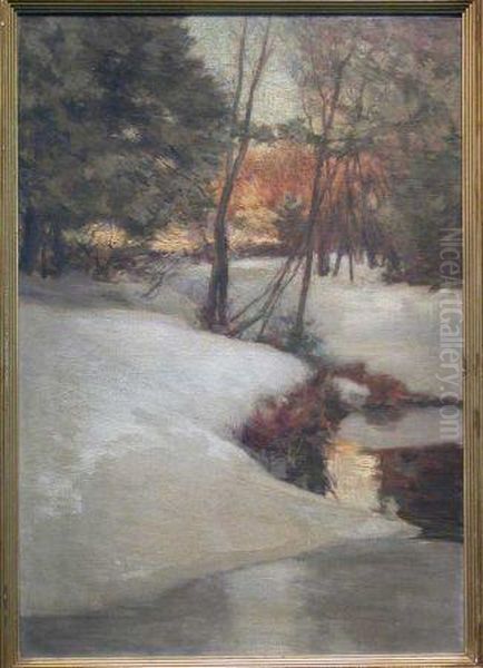 Woodland Snow Scene Oil Painting by Walter Nettleton