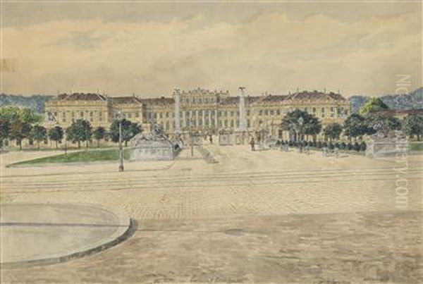 Blickauf Das Schlos Schonbrunn Oil Painting by Max Neubauer