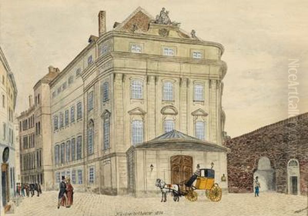 Das Karntnerthortheater Um 1830 Oil Painting by Max Neubauer