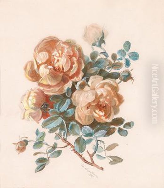 Yellow Roses Oil Painting by Josef Neugebauer