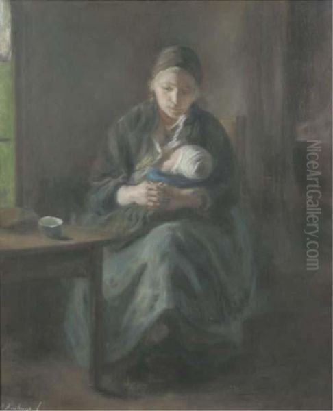 Mother And Child Oil Painting by Albert Neuhuys