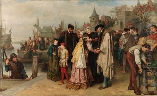 Emigration Of The Huguenots Oil Painting by Jan Antoon Neuhuys