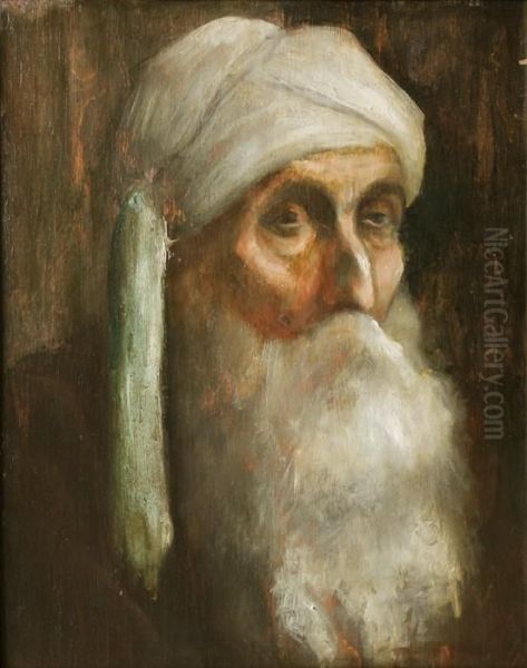 Portret Starca W Turbanie Oil Painting by Abraham Neumann