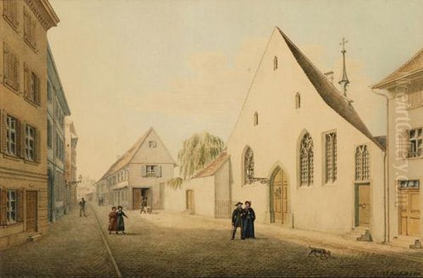 Die Alte Elisabethenkirche Oil Painting by Johann Jacob Neustuck