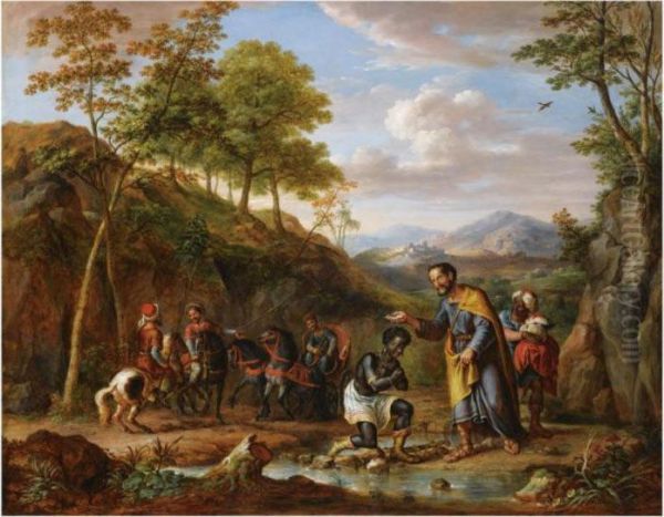 The Baptism Of The Eunuch Oil Painting by Maximillian Neustuck