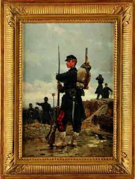 Sentinelle, L'arme Au Pied Oil Painting by Alphonse Neuville