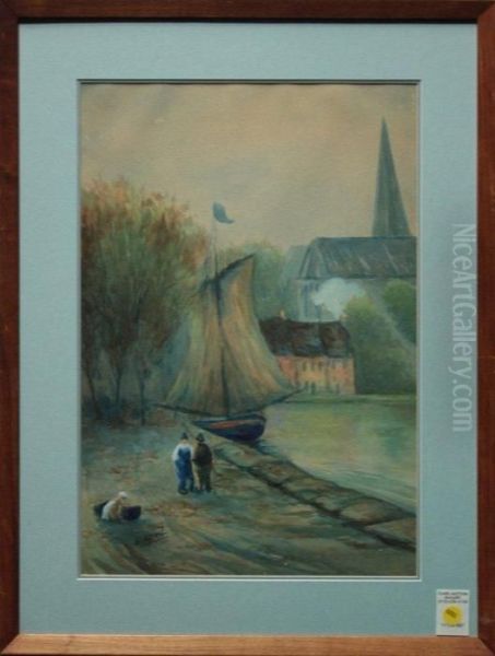 Meeting By The Water Oil Painting by Edith Nevil