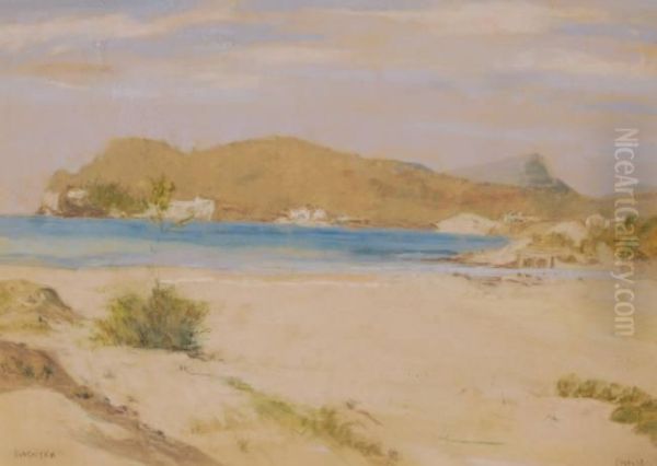 Beach Scene At Paguera Oil Painting by Edith Nevil