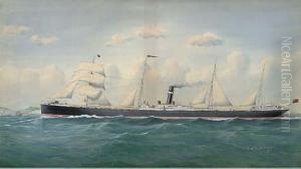 Pindari 
 Under Sail And Steam Passing Dover Oil Painting by Richard Henry Neville-Cumming