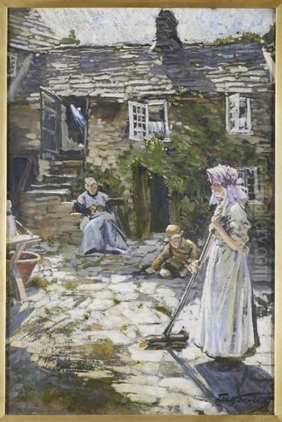 A Wessex Courtyard Oil Painting by Francis Henry Newbery