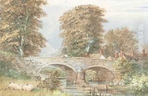 The Old Bridge, Axminster Oil Painting by Francis Henry Newbery