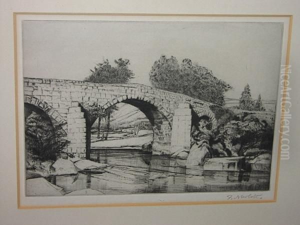 Bridge Over A River, Signed In Pencil, Etching Oil Painting by Francis George Fraser