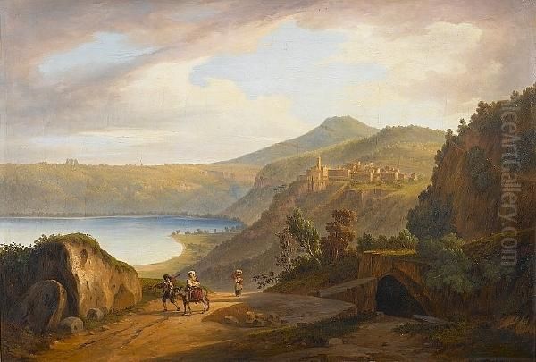 View Of Nemi Oil Painting by John Newbott