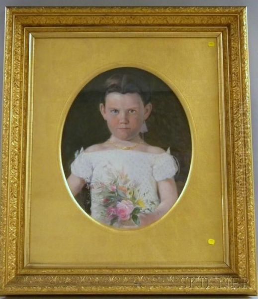 Half-length Portrait Of A Girl With A Nosegay Oil Painting by Hugh Newell