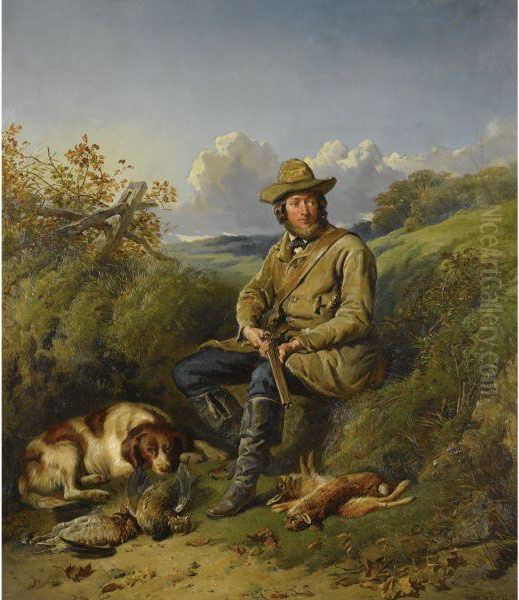 An American Sportsman Oil Painting by Hugh Newell