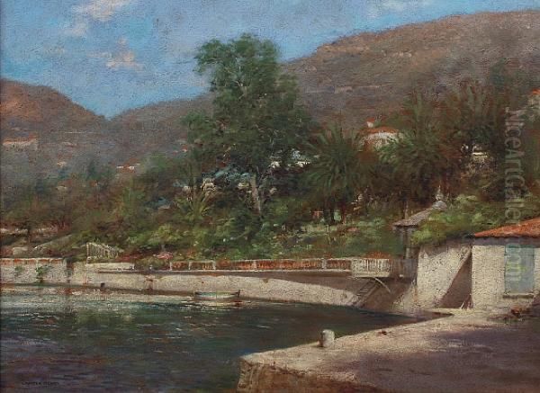 A Private Mooring, South Of France Oil Painting by Harry Foster Newey