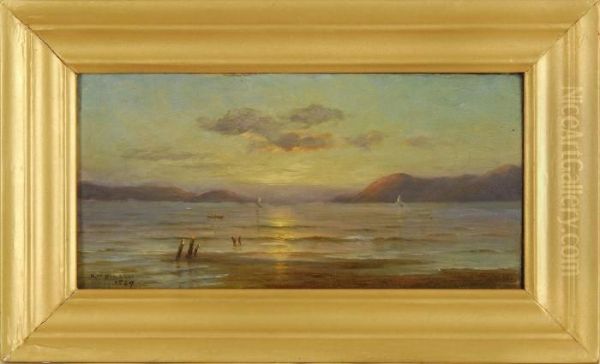 Sunset Over San Francisco Harbor Oil Painting by Kate W. Newhall