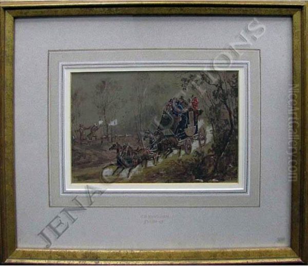 Coaching Scene Oil Painting by Newhouse, Charles B.