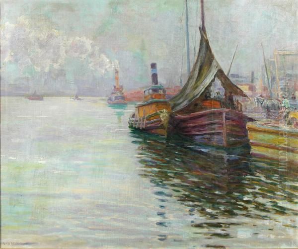 New York Harbor Oil Painting by Harry W. Newman