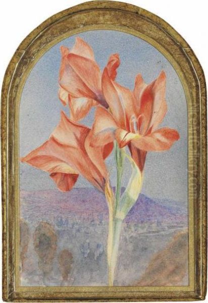 Amaryllis In A Landscape Oil Painting by Henry Roderick Newman