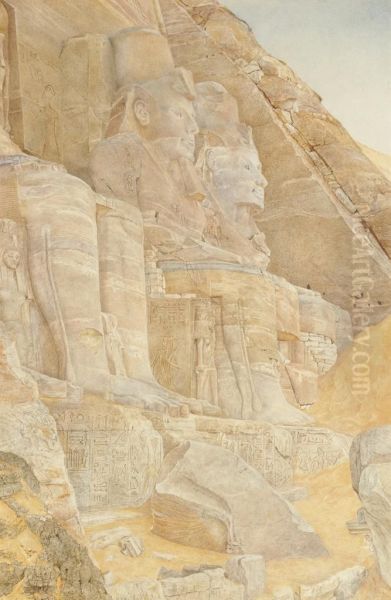 The Greater Temple At Abu Simbel, Egypt Oil Painting by Henry Roderick Newman