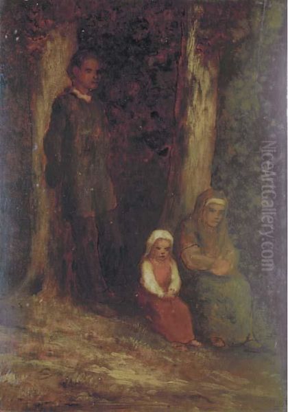 A Family In The Woods Oil Painting by Robert Loftin Newman