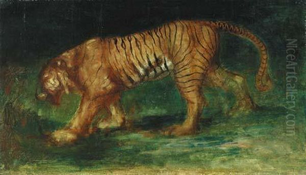 Walking Tiger Oil Painting by Robert Loftin Newman