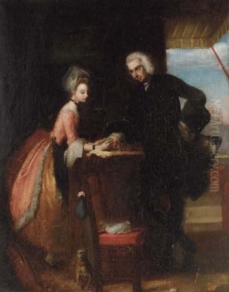 Yorick And Grisette At The Haberdashers Oil Painting by Gilbert Stuart