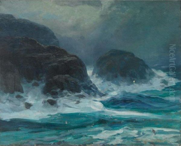 Stormy Eastern Seaboard View Oil Painting by Parker Newton