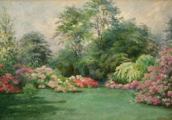 A Herbaceous Border In Summe Oil Painting by Parker Newton