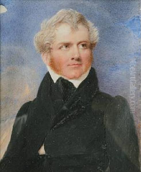 A Portrait Miniature Of A Gentlemen Oil Painting by William John Newton