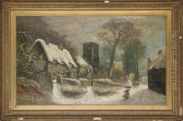 Winter Oil Painting by Herbert Newy