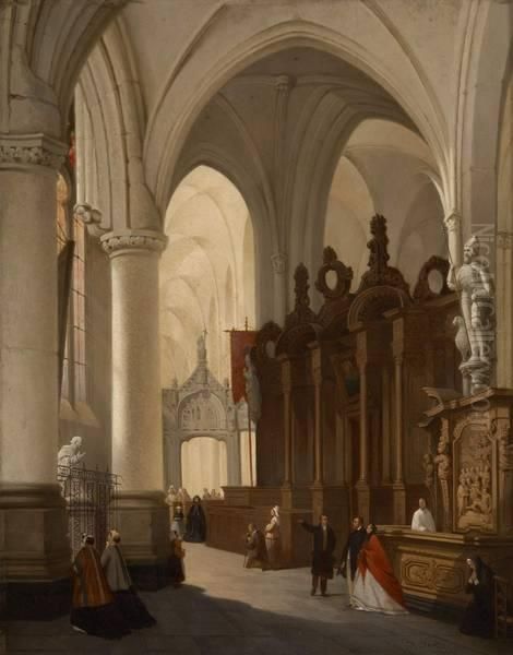 Interieur D'eglise Anime Oil Painting by Bernard Neyt