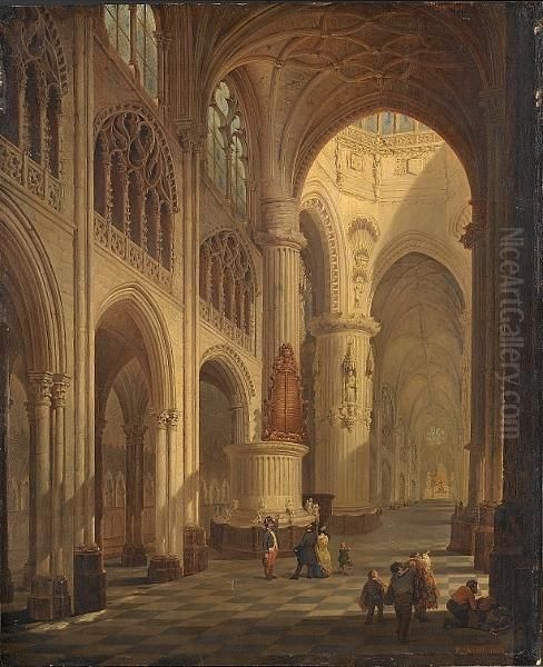 Church Interior Oil Painting by Bernard Neyt