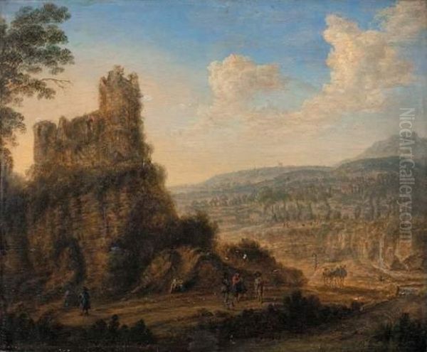 Paysage De Campagne Avec Des Villageois En Chemin Oil Painting by Gillis Neyts