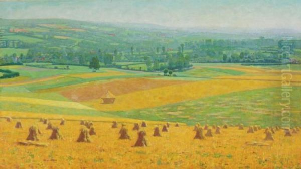 Cornfields In Zuid-limburg Oil Painting by Ferdinand Hart Nibbrig