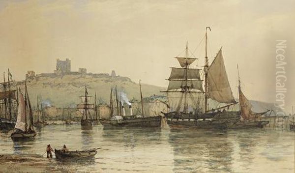 Dover Harbour Oil Painting by Richard Henry Nibbs