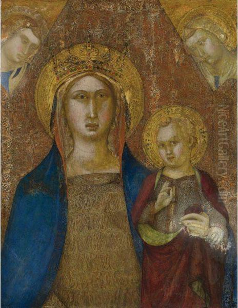 Madonna And Child With Two Angels Oil Painting by Niccolo Di Ser Sozzo