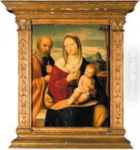 The Holy Family With A Landscape Beyond Oil Painting by Nicola Pisano