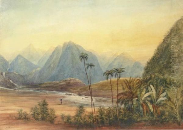 A River Landscape, Ceylon Oil Painting by Andrew Nicholl