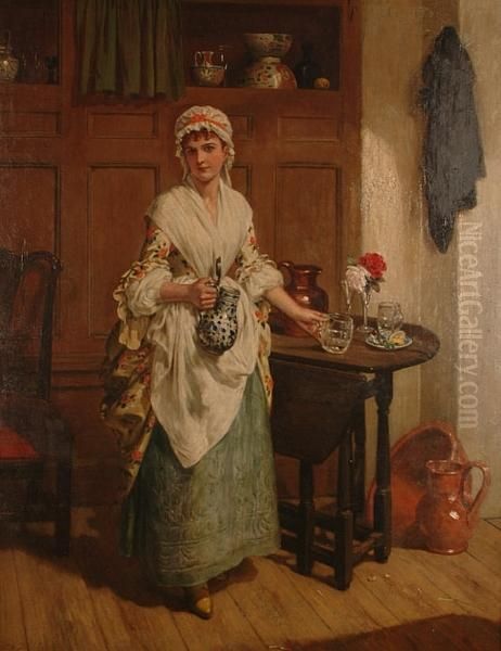 The Serving Girl. Oil Painting by Charles Wynee Nicholls