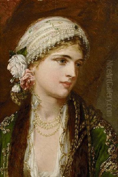 Portrait Of A Lady Oil Painting by Charles Wynee Nicholls