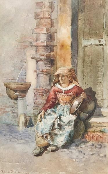 Peasant Woman With Pitcher Oil Painting by Rhoda Holmes Nicholls